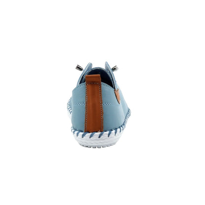Light Blue - Back - Lunar Womens-Ladies St Ives Leather Plimsolls