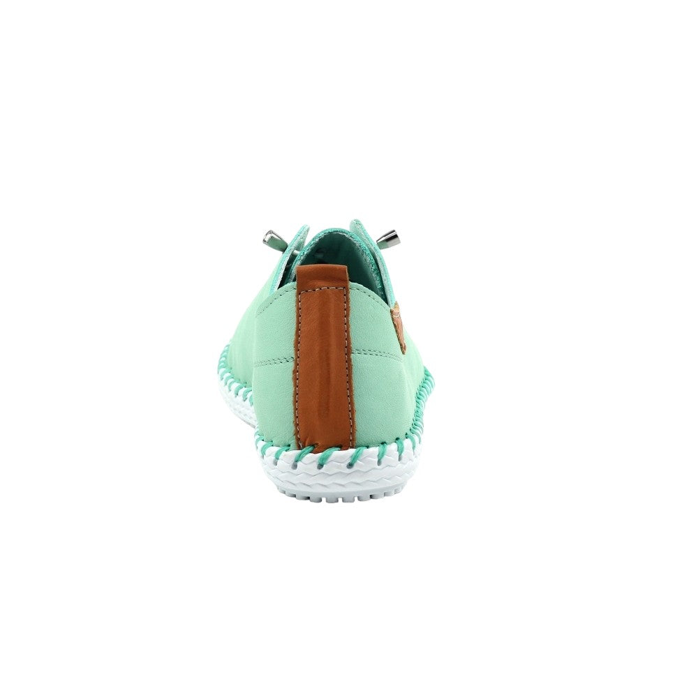 Mint - Back - Lunar Womens-Ladies St Ives Leather Plimsolls