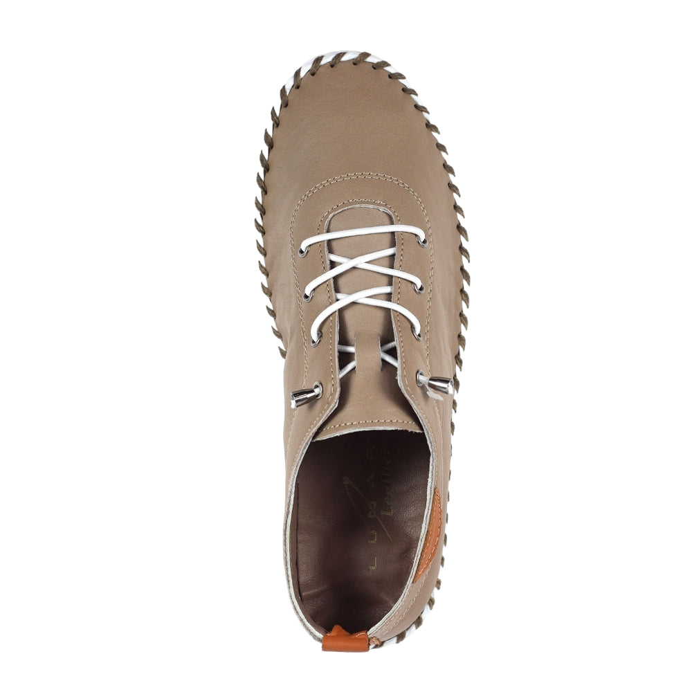 Taupe - Pack Shot - Lunar Womens-Ladies St Ives Leather Plimsolls