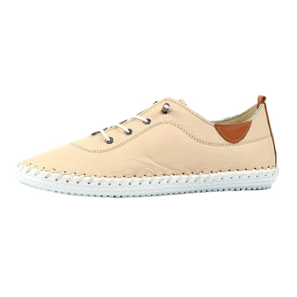 Cream - Side - Lunar Womens-Ladies St Ives Leather Plimsolls