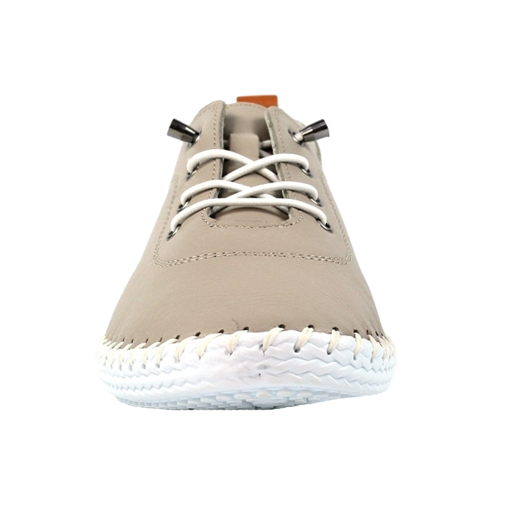 Stone - Side - Lunar Womens-Ladies St Ives Leather Plimsolls