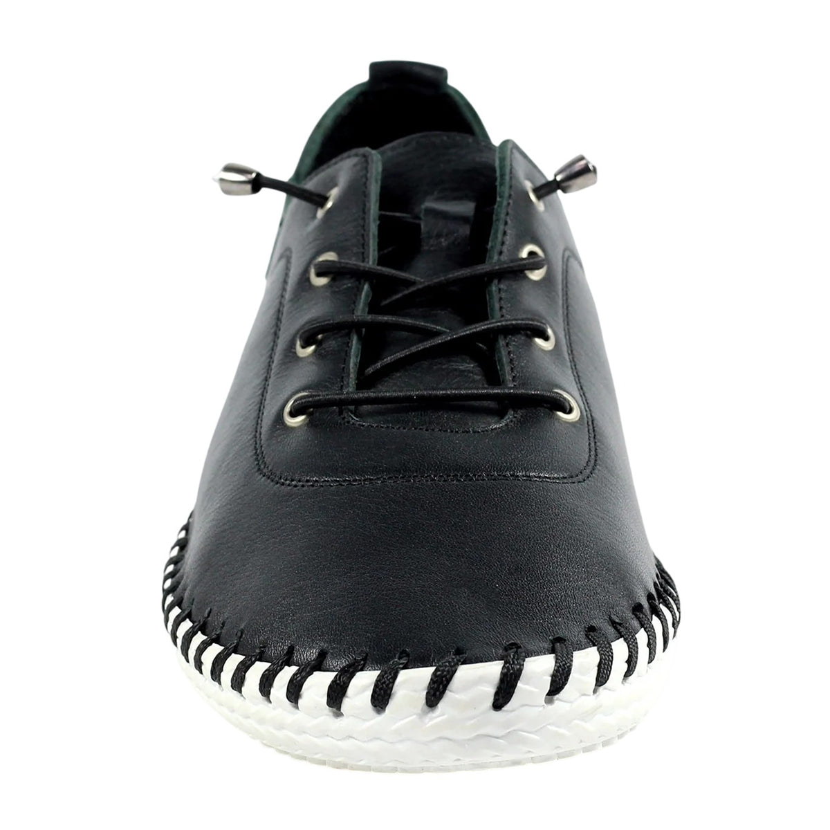 Black - Lifestyle - Lunar Womens-Ladies St Ives Leather Plimsolls