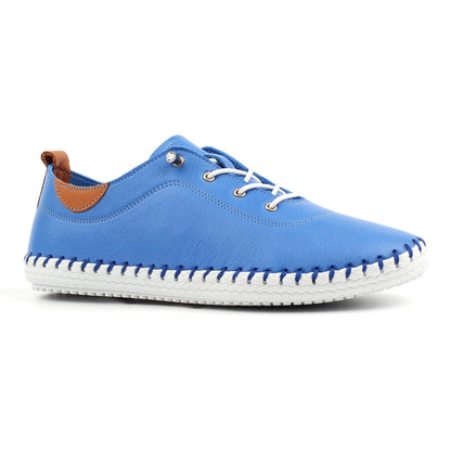 Azure Blue - Front - Lunar Womens-Ladies St Ives Leather Plimsolls