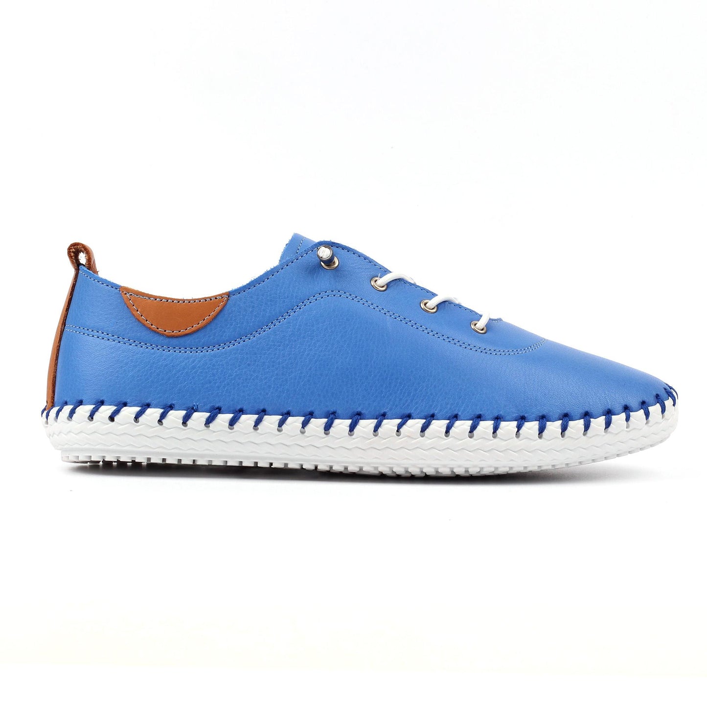 Azure Blue - Back - Lunar Womens-Ladies St Ives Leather Plimsolls