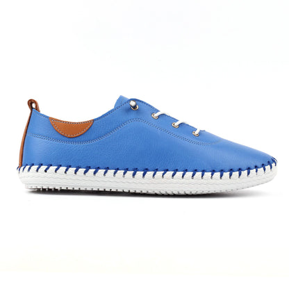 Azure Blue - Back - Lunar Womens-Ladies St Ives Leather Plimsolls