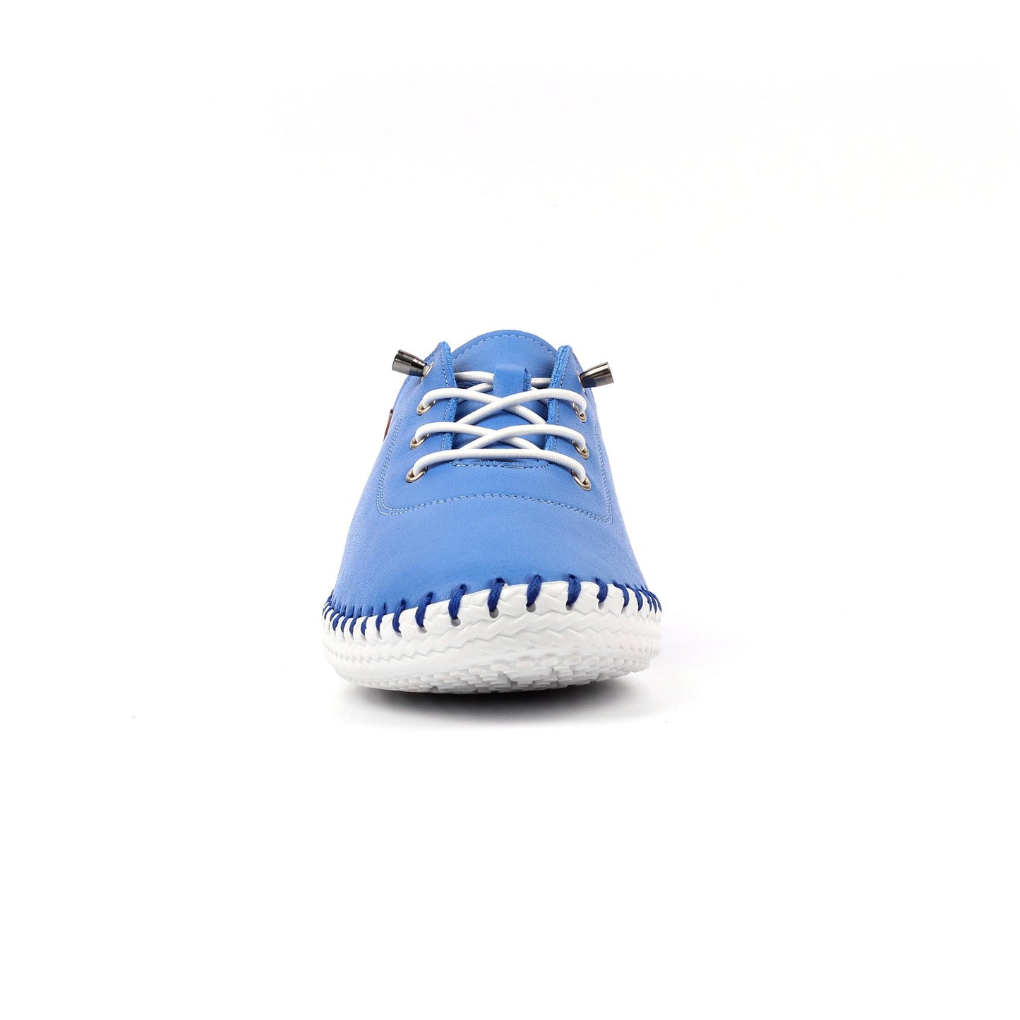 Azure Blue - Side - Lunar Womens-Ladies St Ives Leather Plimsolls