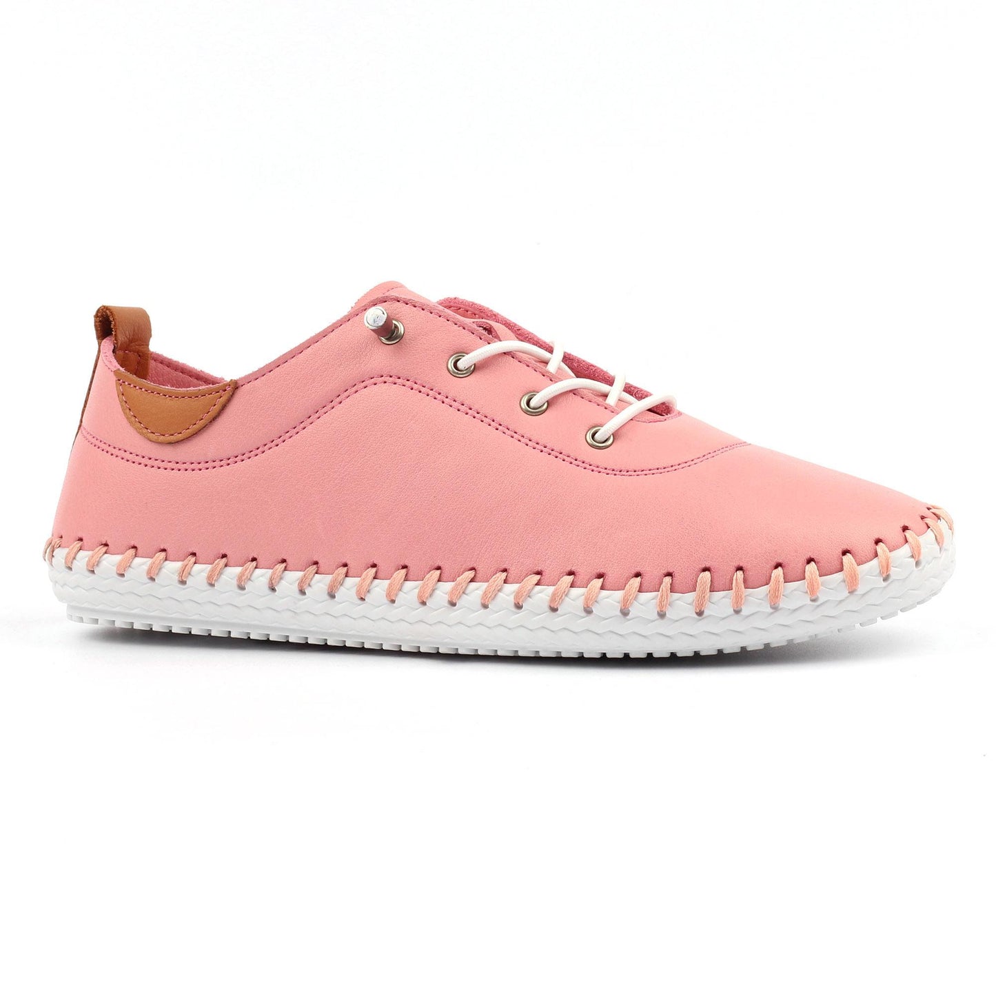 Candy Pink - Front - Lunar Womens-Ladies St Ives Leather Plimsolls