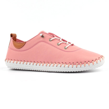 Candy Pink - Front - Lunar Womens-Ladies St Ives Leather Plimsolls