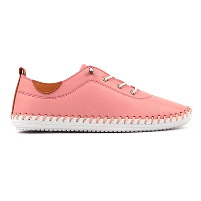 Candy Pink - Back - Lunar Womens-Ladies St Ives Leather Plimsolls