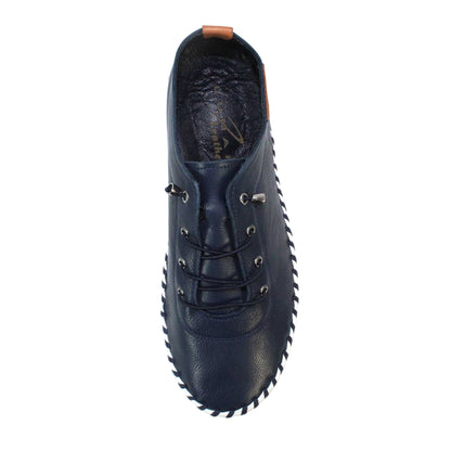 Blue - Lifestyle - Lunar Womens-Ladies St Ives Leather Plimsolls
