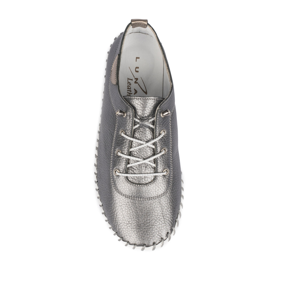 Pewter Grey - Side - Lunar Womens-Ladies St Ives Leather Plimsolls