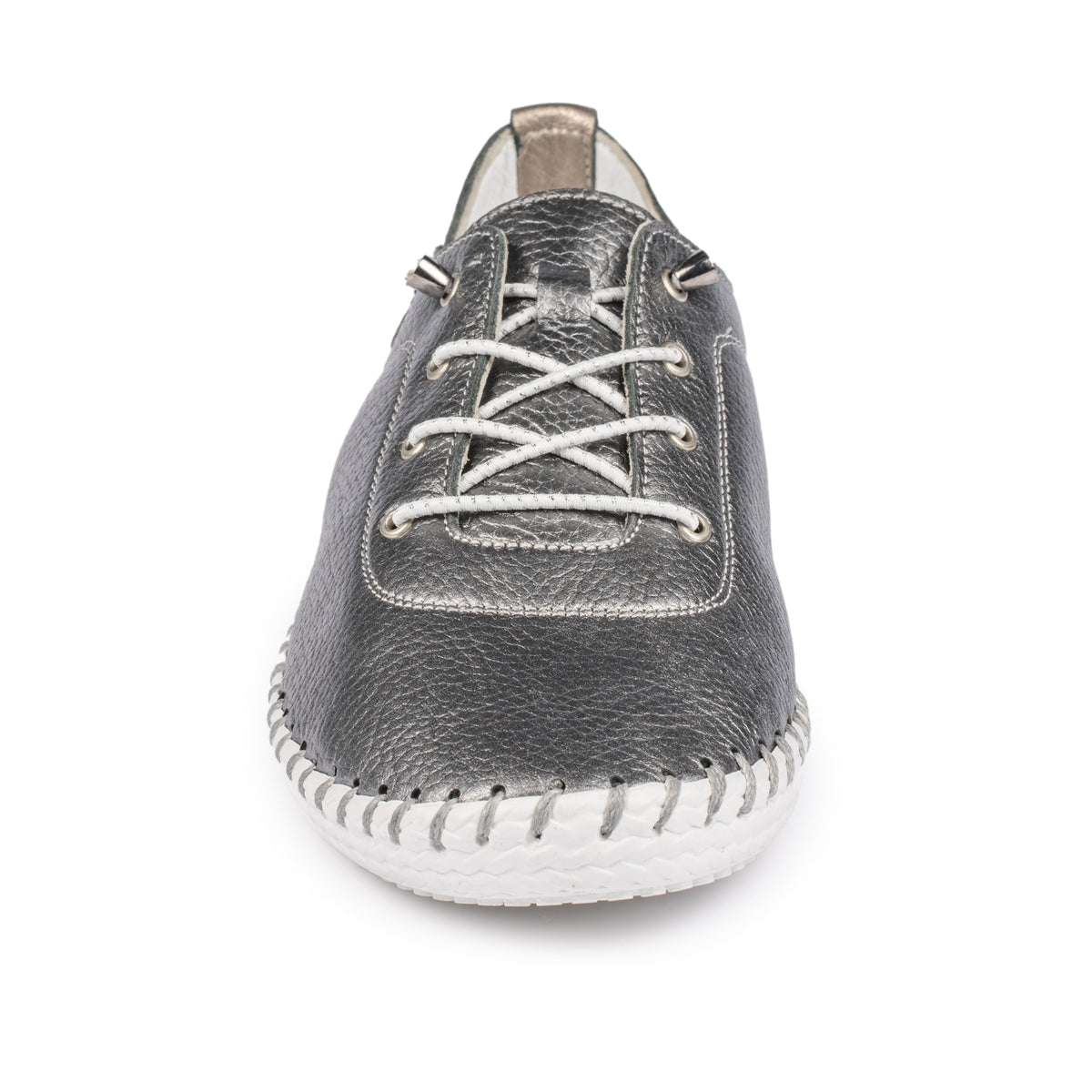 Pewter Grey - Lifestyle - Lunar Womens-Ladies St Ives Leather Plimsolls