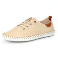 Beige - Pack Shot - Lunar Womens-Ladies St Ives Leather Plimsolls