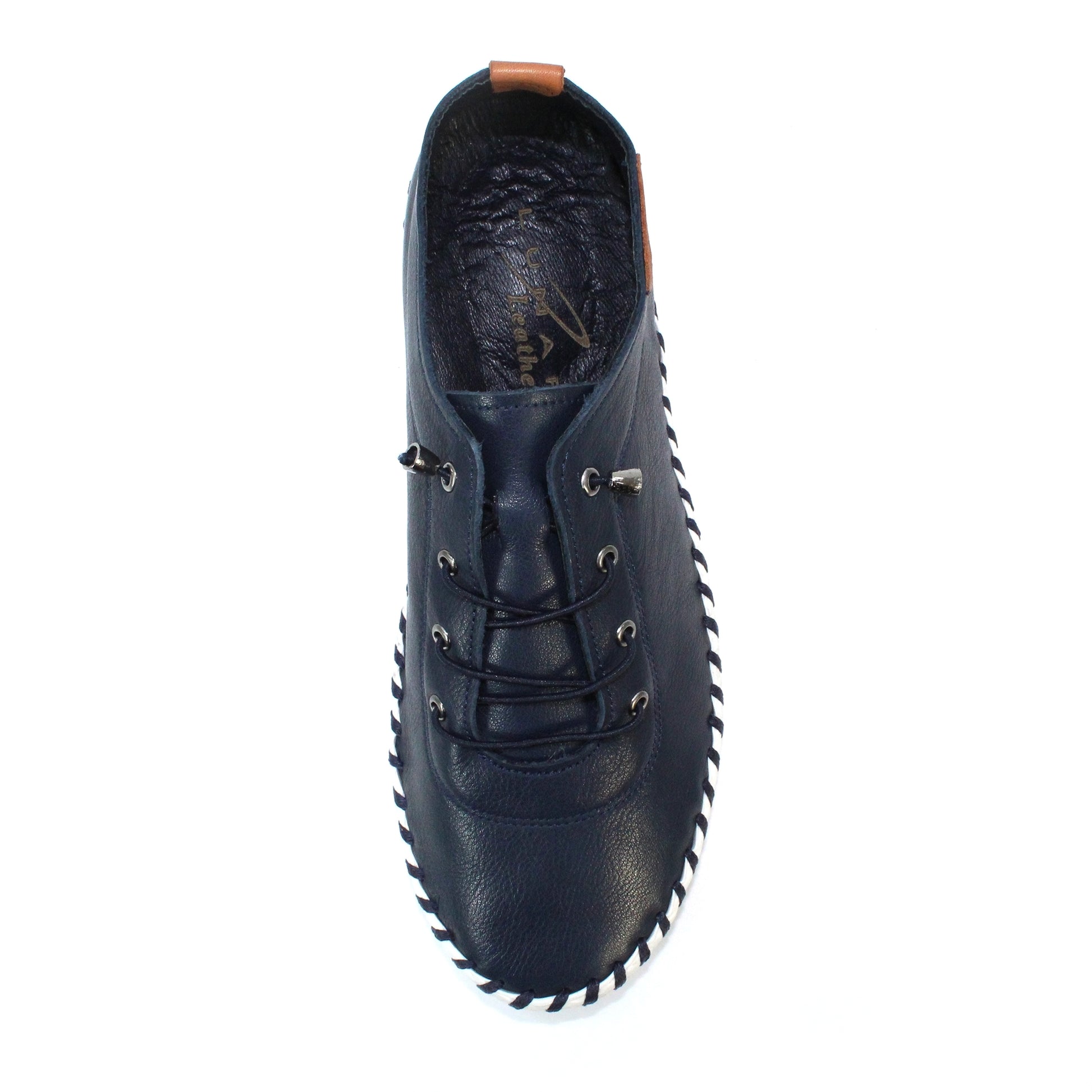 Navy - Lifestyle - Lunar Womens-Ladies St Ives Leather Plimsolls