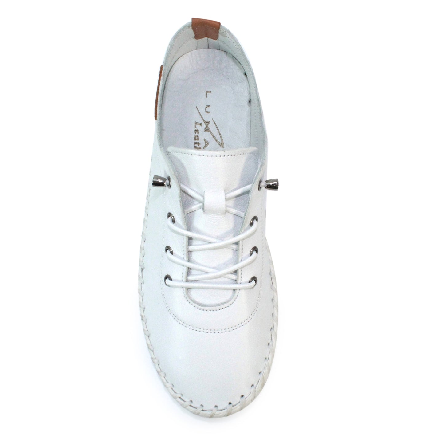 White - Lifestyle - Lunar Womens-Ladies St Ives Leather Plimsolls