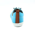 Turquoise-White - Back - Lunar Womens-Ladies St Ives Leather Plimsolls