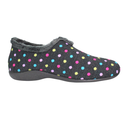 Black - Back - Lunar Womens-Ladies Lava Polka Dot Slippers