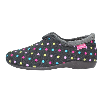 Black - Side - Lunar Womens-Ladies Lava Polka Dot Slippers