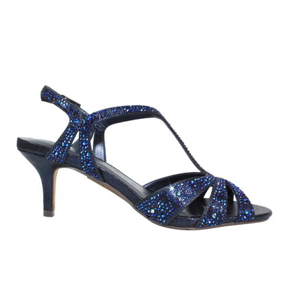 Navy - Back - Lunar Womens-Ladies Francie Wide Sandals