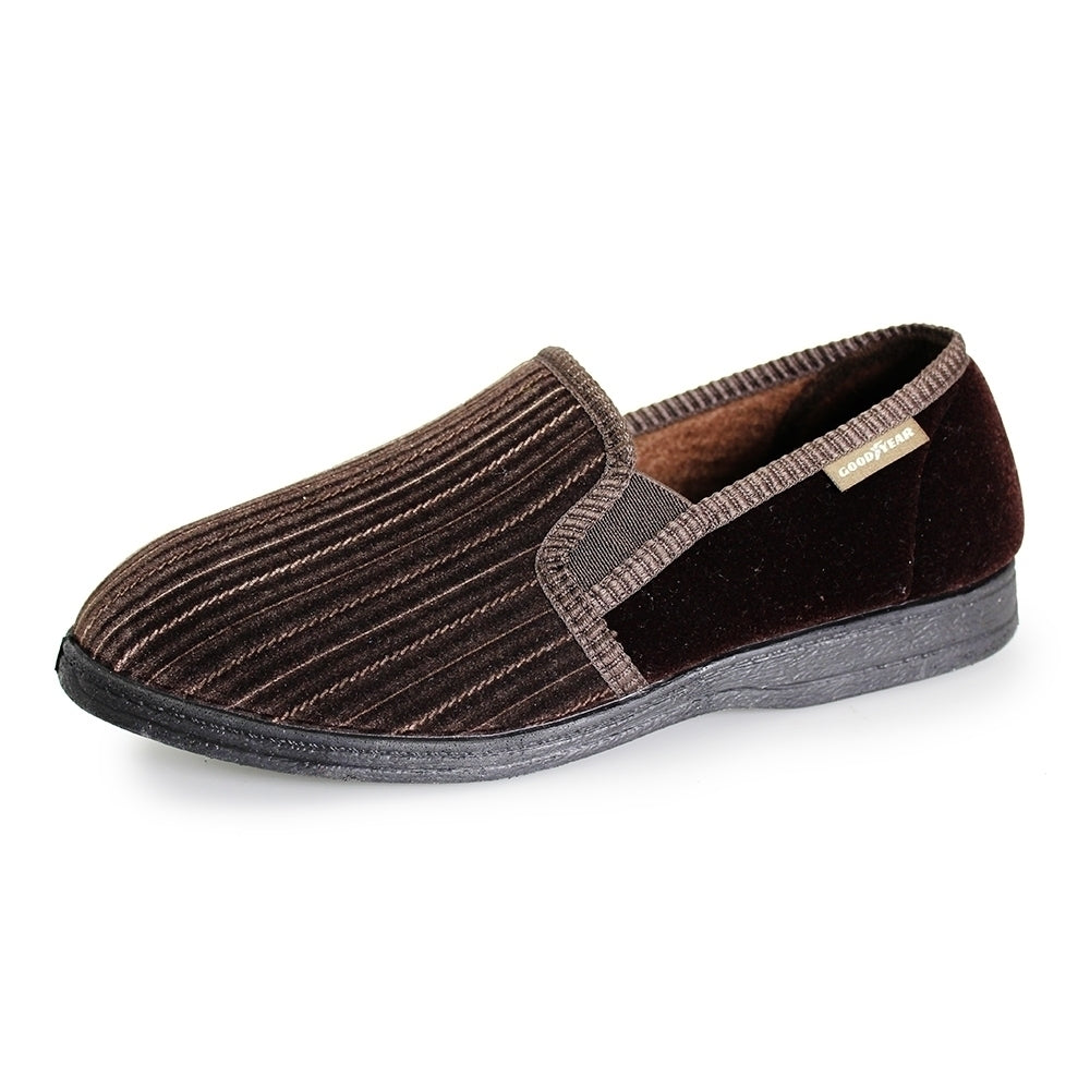 Brown - Lifestyle - Goodyear Mens Calder Pinstripe Slippers