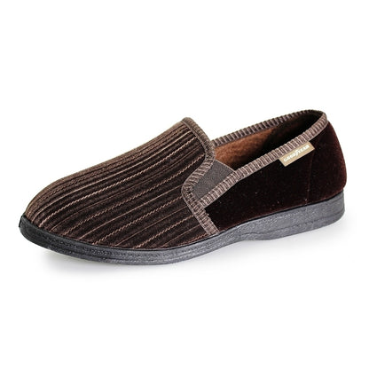 Brown - Lifestyle - Goodyear Mens Calder Pinstripe Slippers