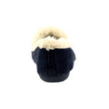Navy - Pack Shot - Lunar Womens-Ladies Shake Faux Fur Trim Slippers