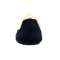 Navy - Close up - Lunar Womens-Ladies Shake Faux Fur Trim Slippers