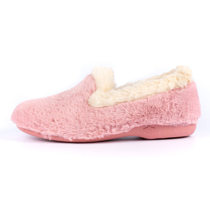 Pink - Side - Lunar Womens-Ladies Shake Faux Fur Trim Slippers