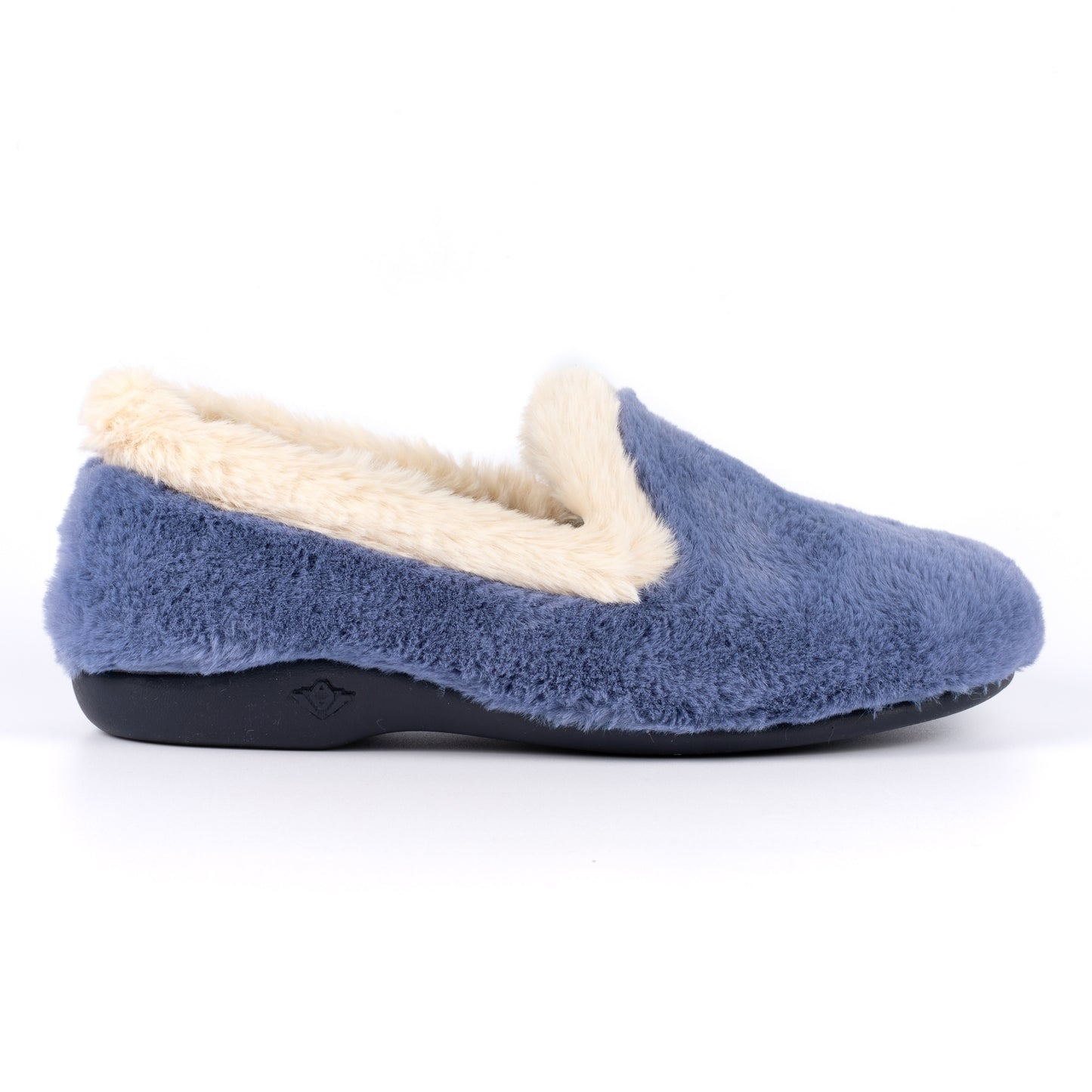 Blue - Back - Lunar Womens-Ladies Shake Faux Fur Trim Slippers