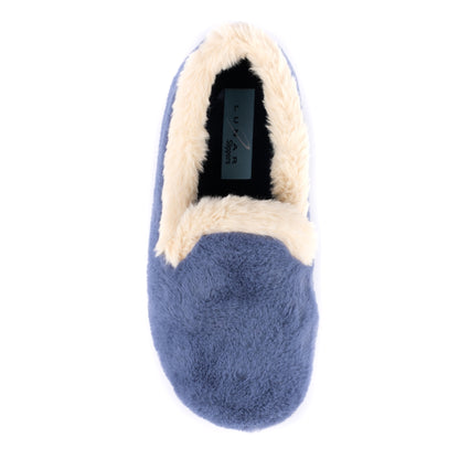 Blue - Lifestyle - Lunar Womens-Ladies Shake Faux Fur Trim Slippers