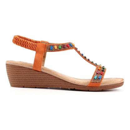 Orange - Front - Lunar Womens-Ladies Reese Sandals