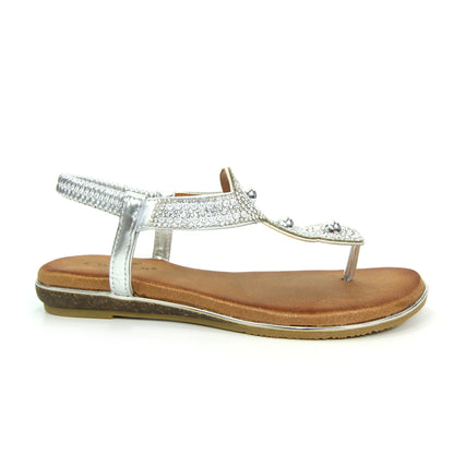 Silver - Back - Lunar Womens-Ladies Silvia Sandals