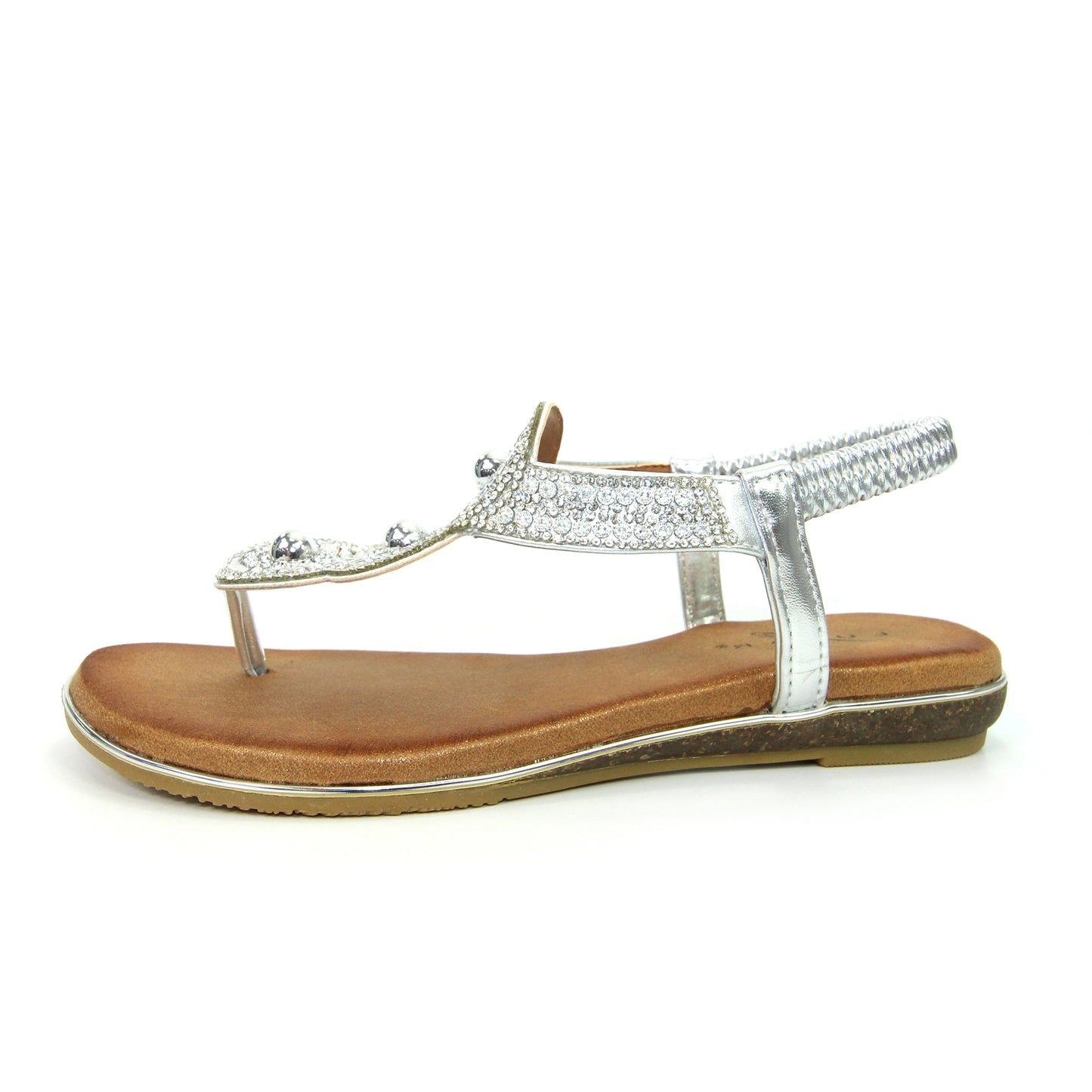 Silver - Side - Lunar Womens-Ladies Silvia Sandals