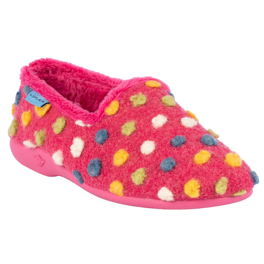 Pink - Front - Lunar Womens-Ladies Helix Polka Dot Slippers