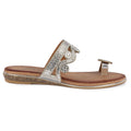 Silver-Brown - Back - Lunar Womens-Ladies Lynn Sandals