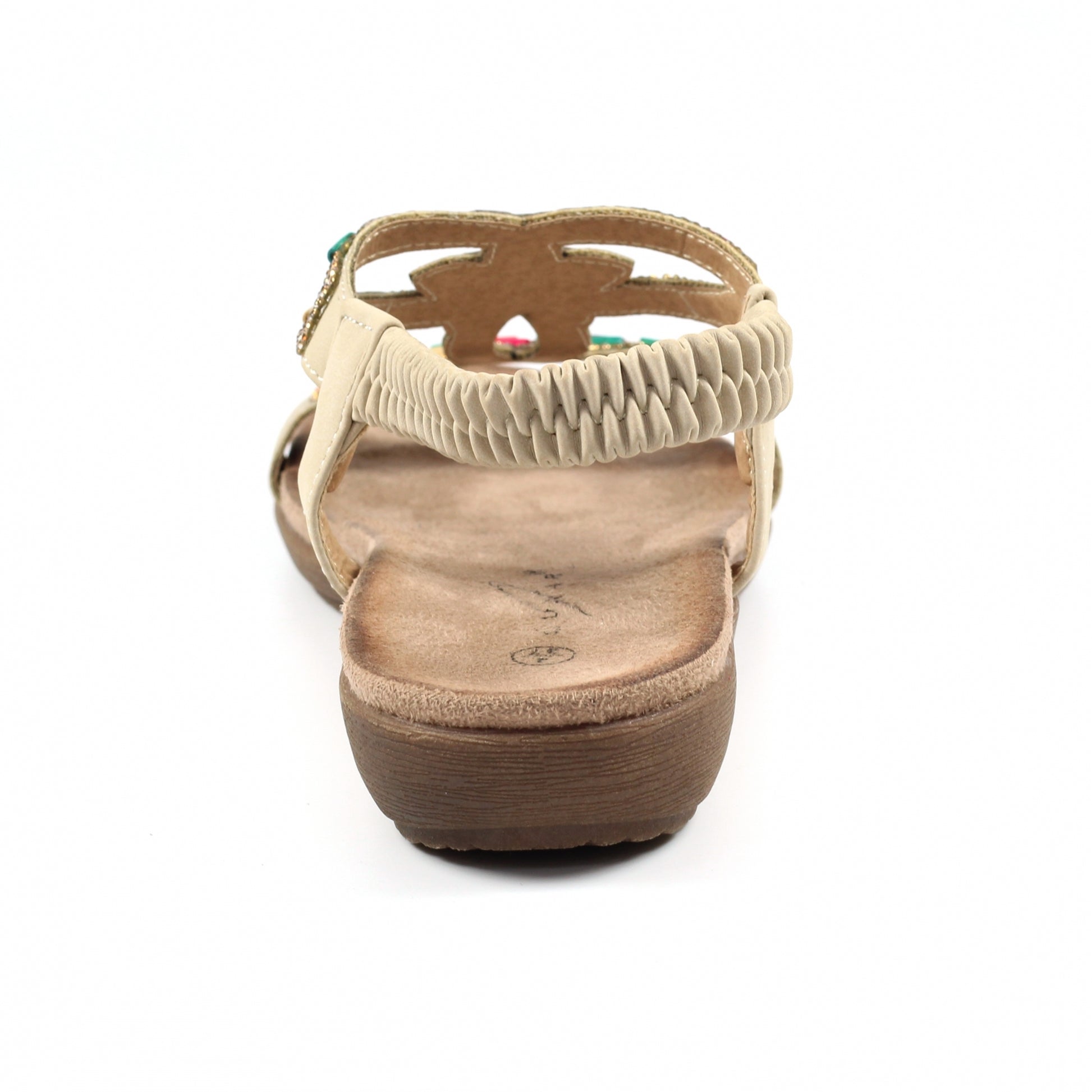 Beige - Side - Lunar Womens-Ladies Mariella Beaded Sandals