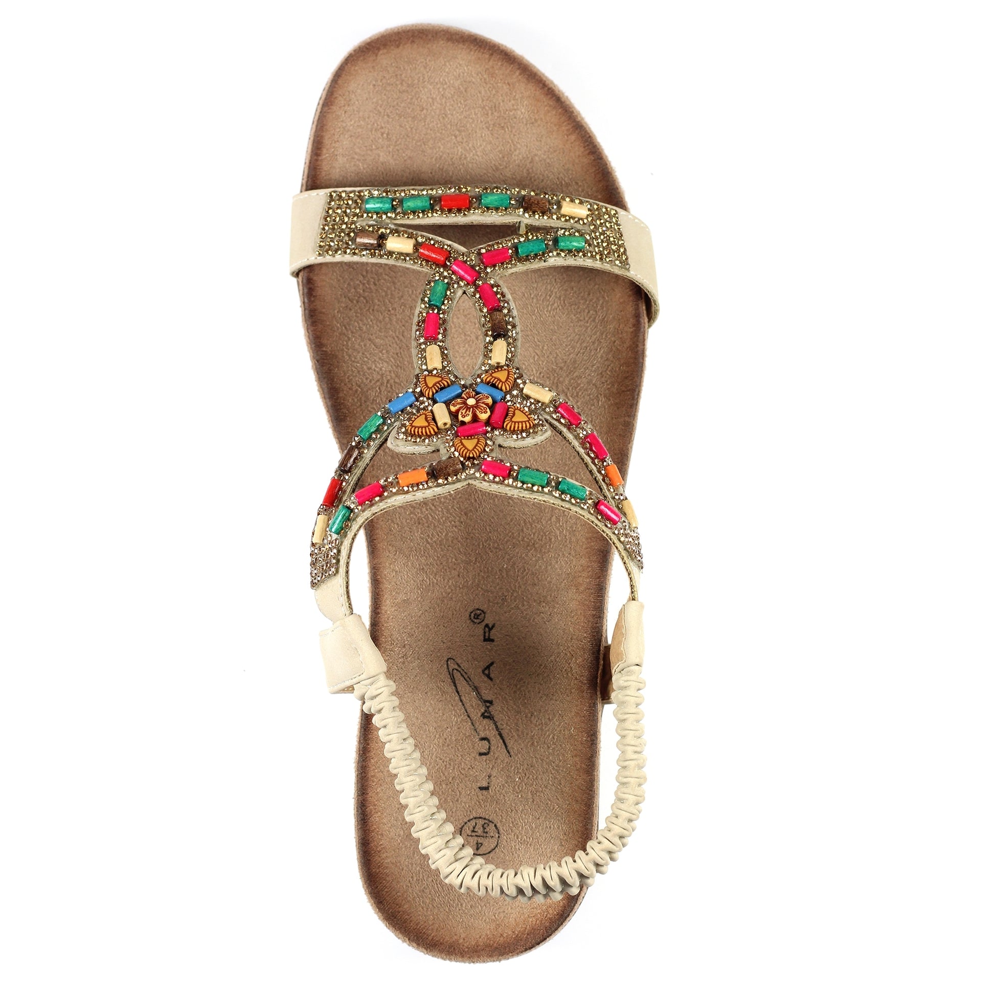 Beige - Lifestyle - Lunar Womens-Ladies Mariella Beaded Sandals