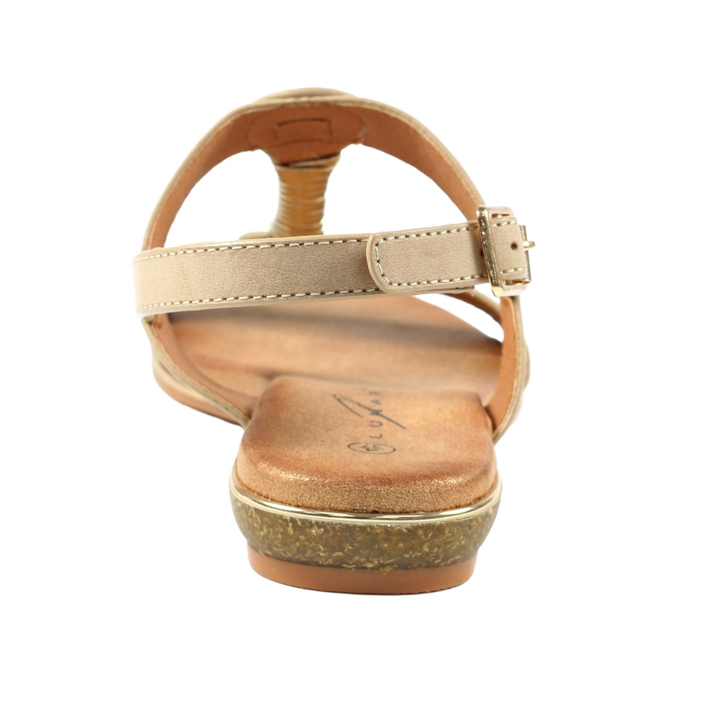 Beige - Back - Lunar Womens-Ladies Renoir Sandals