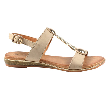 Beige - Side - Lunar Womens-Ladies Renoir Sandals