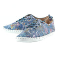 Blue - Close up - Lunar Womens-Ladies Exbury Floral Leather Plimsolls