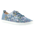 Blue - Front - Lunar Womens-Ladies Exbury Floral Leather Plimsolls