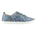 Blue - Back - Lunar Womens-Ladies Exbury Floral Leather Plimsolls