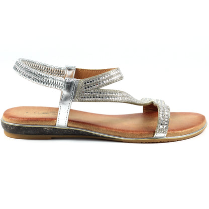 Silver-Brown - Back - Lunar Womens-Ladies Blaise II Sandals
