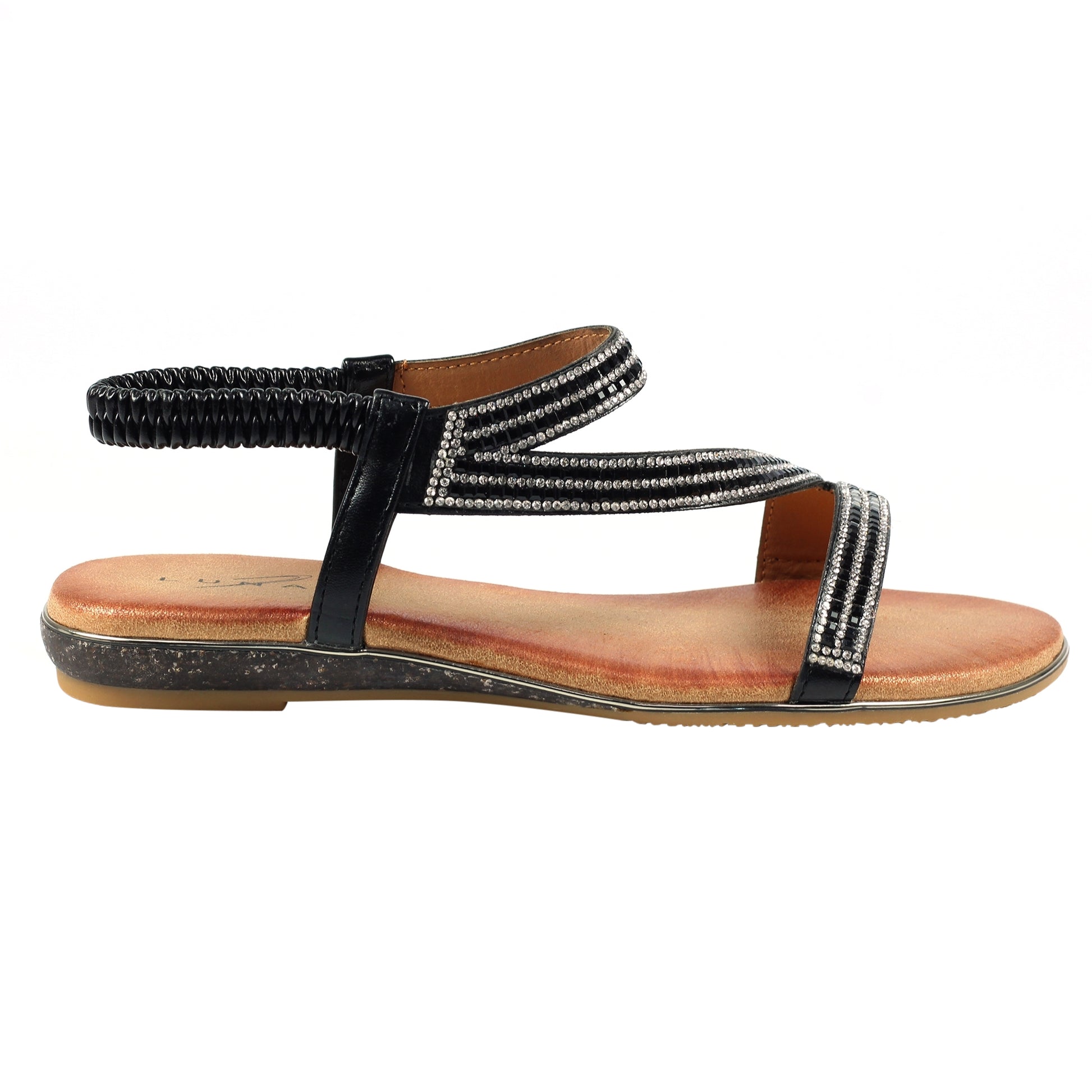 Black-Brown - Back - Lunar Womens-Ladies Blaise II Sandals