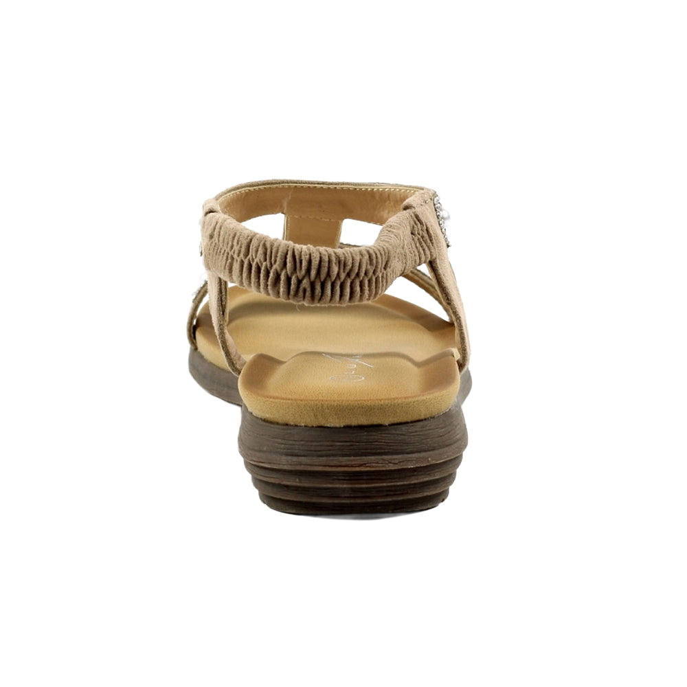 Beige - Back - Lunar Womens-Ladies Tancy Pearl Sandals
