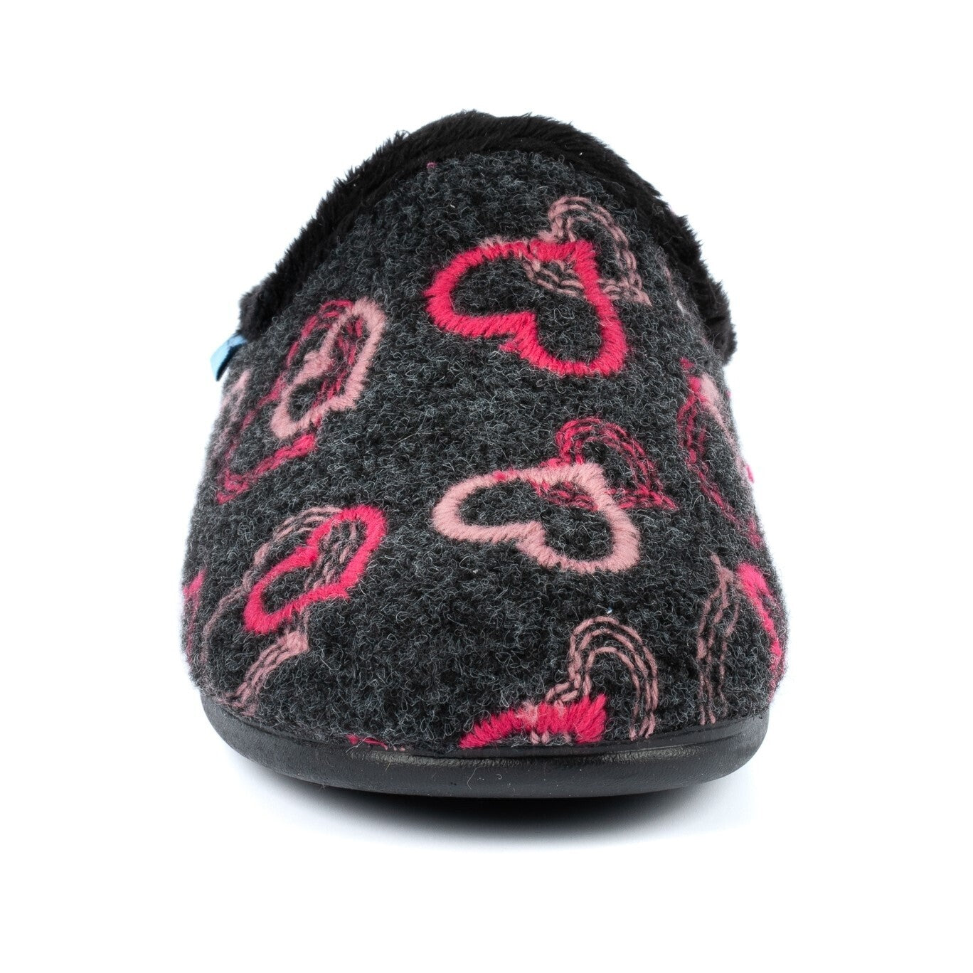 Black-Pink - Pack Shot - Lunar Womens-Ladies Honey Hearts Slippers