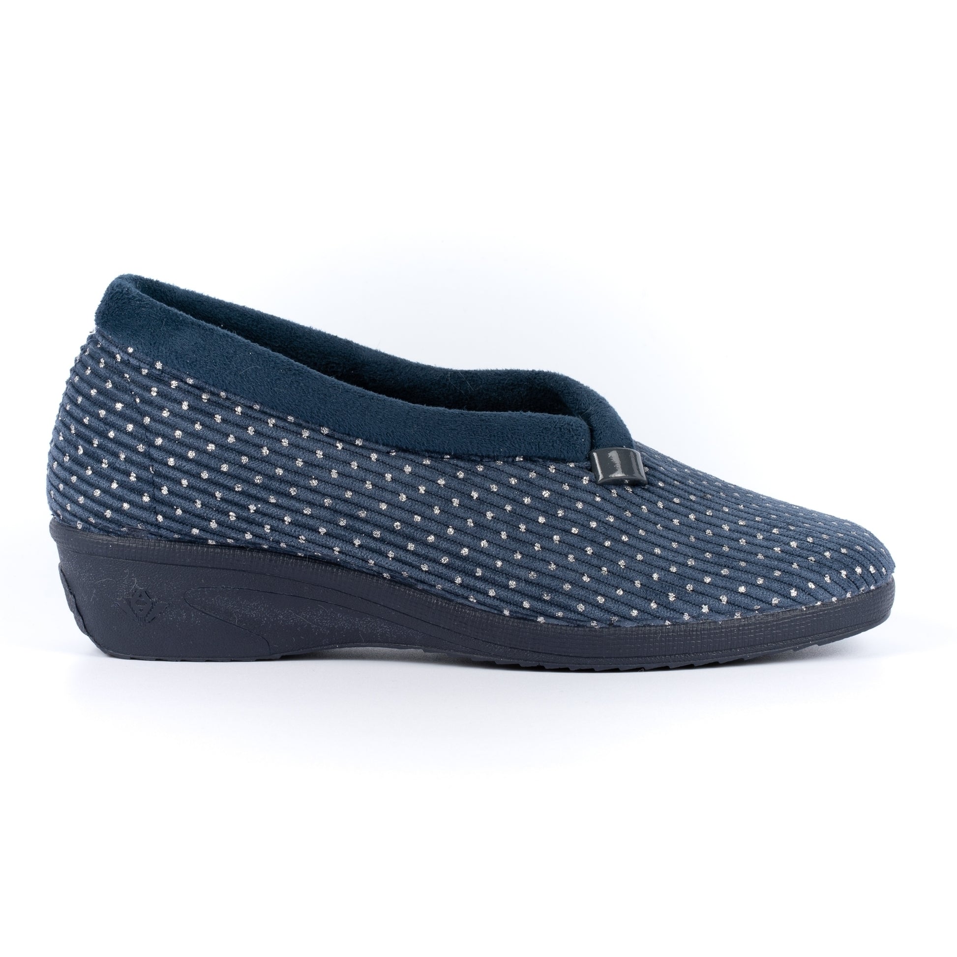 Blue - Back - Lunar Womens-Ladies Greta Wedge Slippers