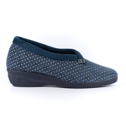 Blue - Back - Lunar Womens-Ladies Greta Wedge Slippers
