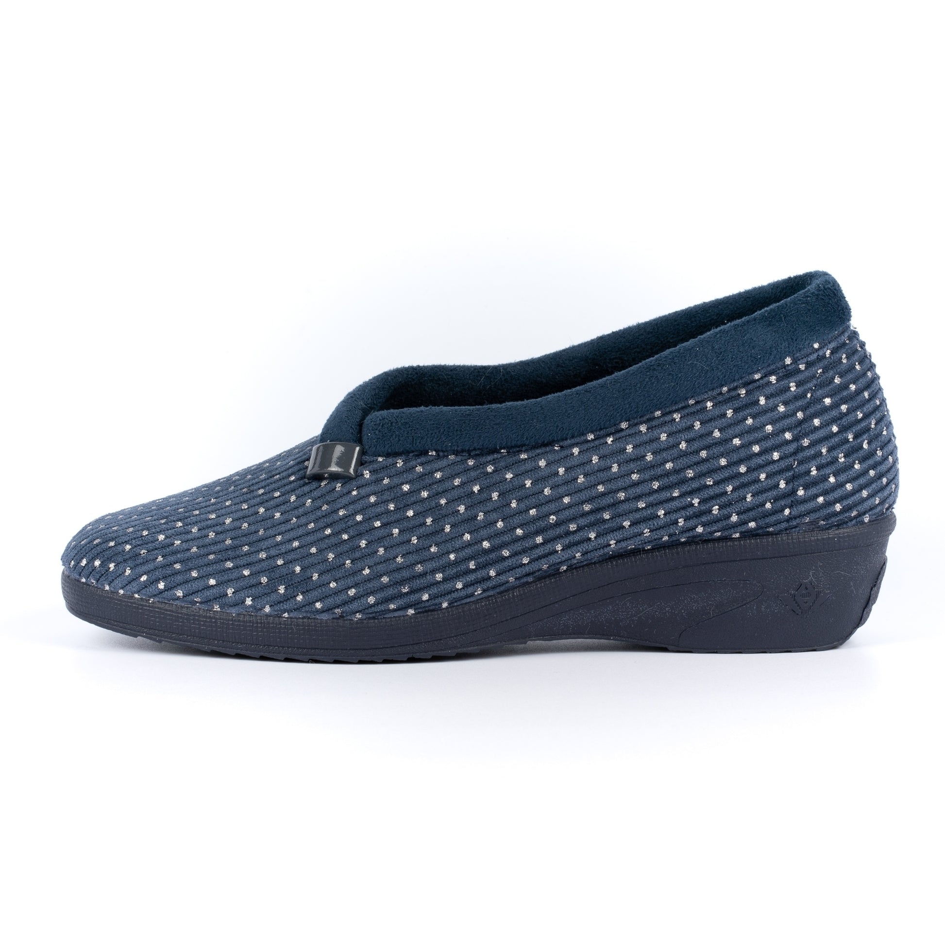 Blue - Side - Lunar Womens-Ladies Greta Wedge Slippers