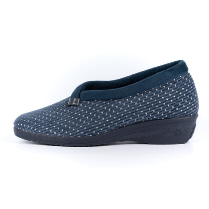 Blue - Side - Lunar Womens-Ladies Greta Wedge Slippers